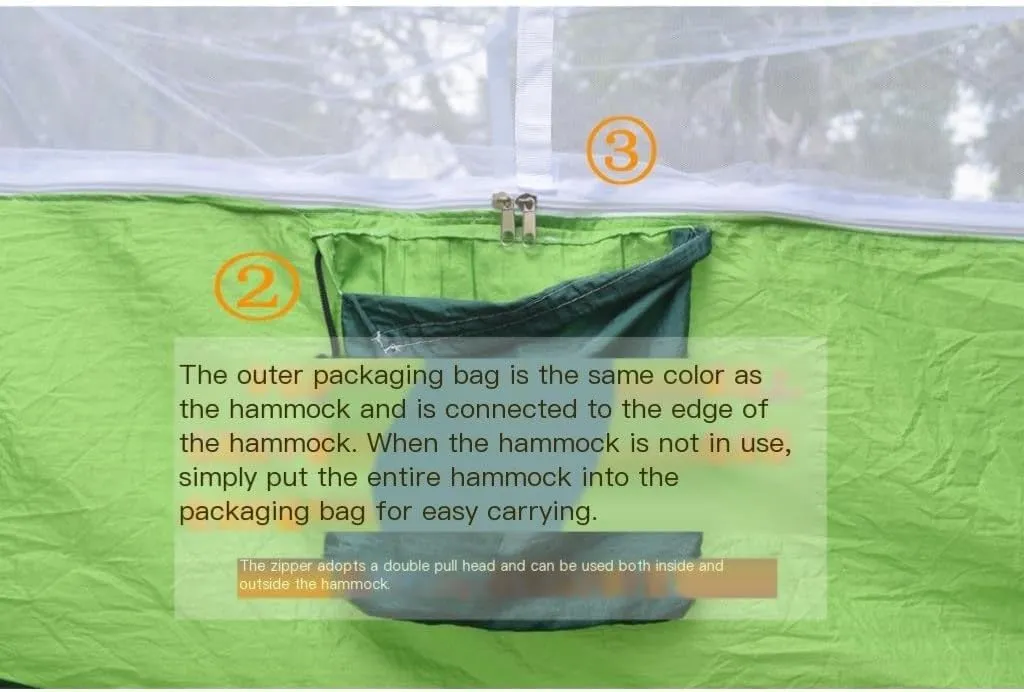 Hammocks Outdoor Camping Outdoor Mosquito Net Hammock Double 210T Nylon Anti-Mosquito Parachute Cloth Air Camping Tent Camping Hammocks(Blue)