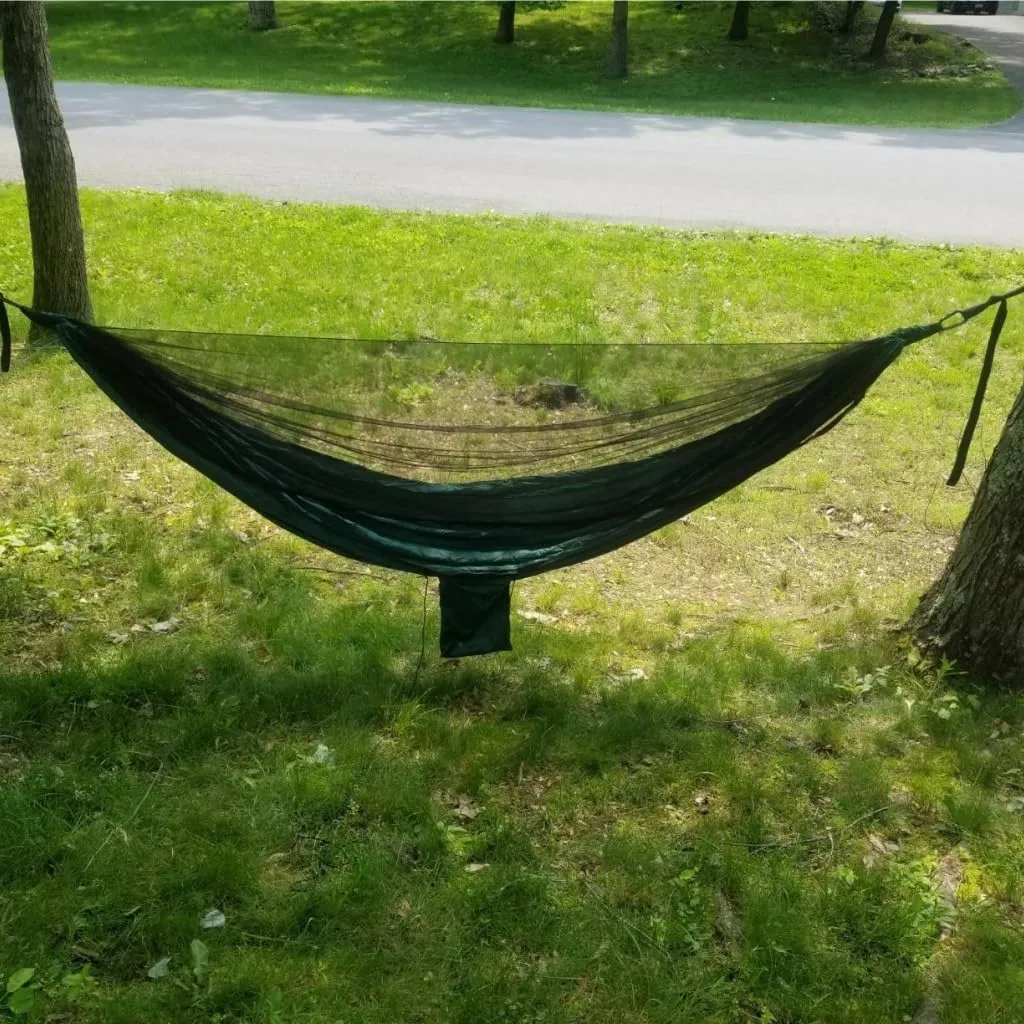 Hammocks Outdoor Camping Quick-Open Mosquito Net Hammock 210T Nylon Hammock with Mosquito Net Outdoor Swing Hammock Camping Hammocks(Green)