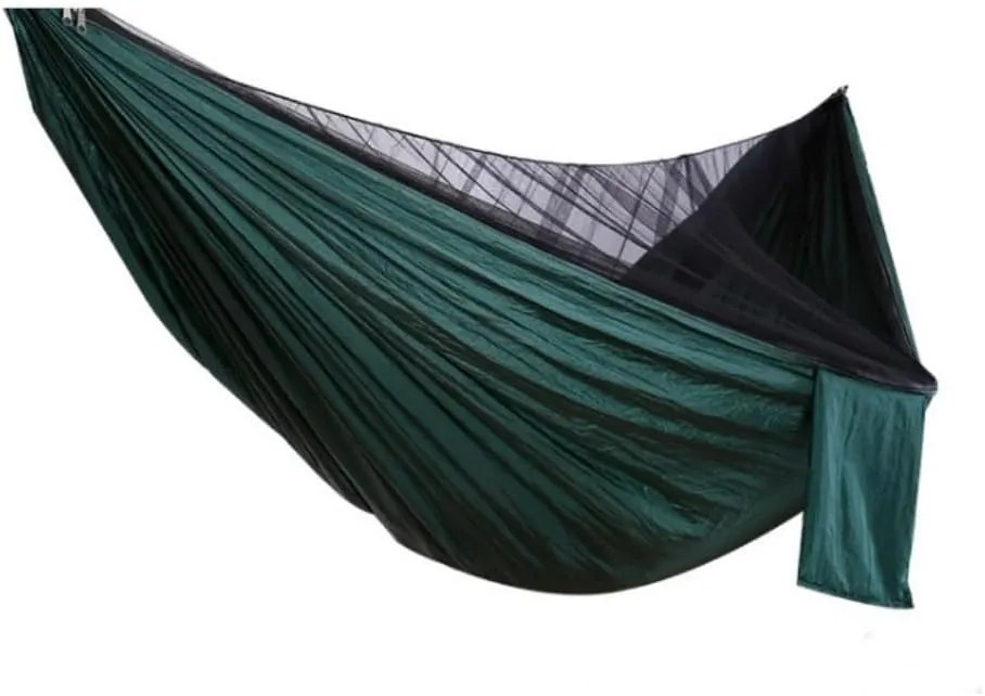 Hammocks Outdoor Camping Quick-Open Mosquito Net Hammock 210T Nylon Hammock with Mosquito Net Outdoor Swing Hammock Camping Hammocks(Green)