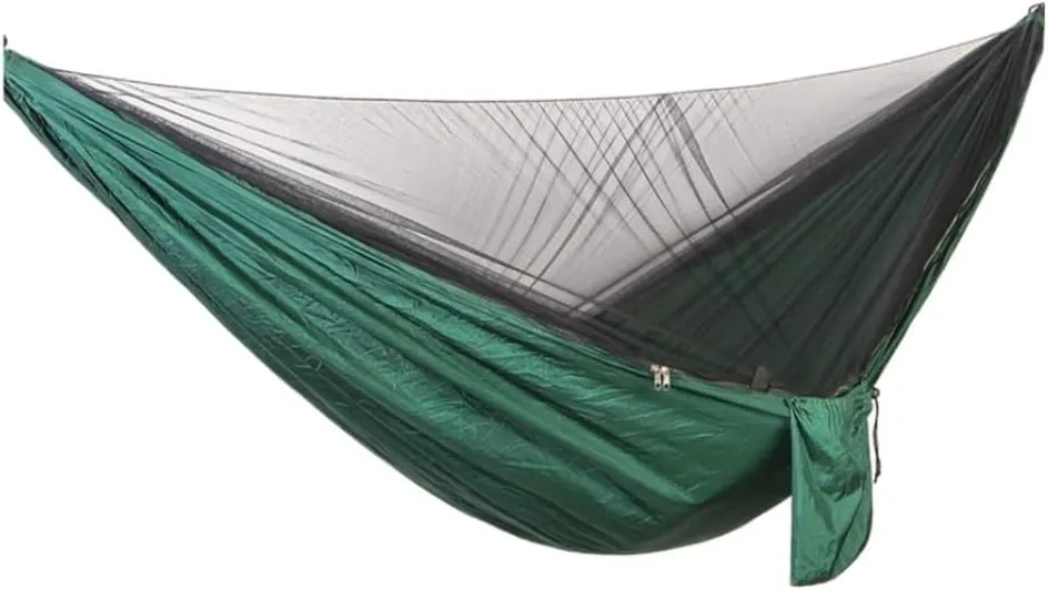 Hammocks Outdoor Camping Quick-Open Mosquito Net Hammock 210T Nylon Hammock with Mosquito Net Outdoor Swing Hammock Camping Hammocks(Green)