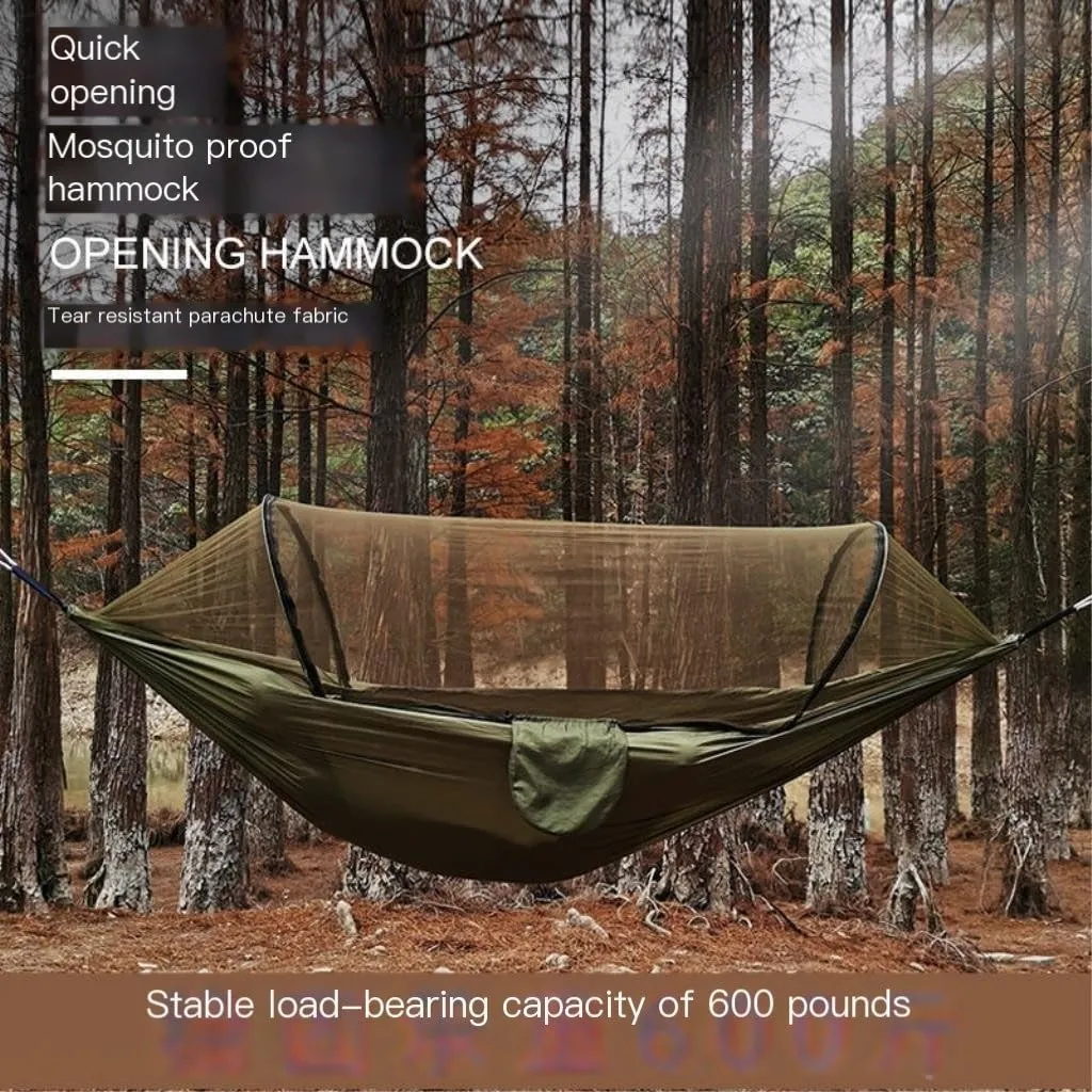 Hammocks Outdoor Hammock Camping Anti-Rollover with Mosquito Net Camping Sleeping Swing Magical Double Portable Camping Hammocks(Braun,Small)