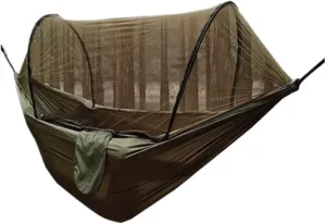 Hammocks Outdoor Hammock Camping Anti-Rollover with Mosquito Net Camping Sleeping Swing Magical Double Portable Camping Hammocks(Braun,Small)