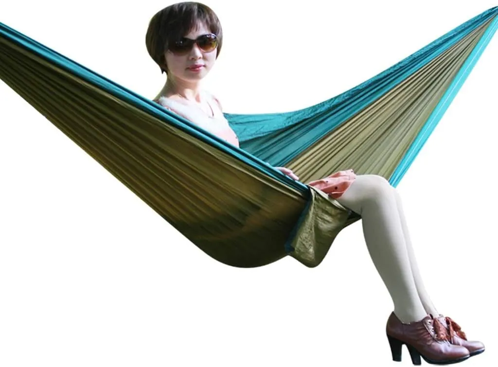 Hammocks Outdoor Hammock Light Parachute Cloth Hammock Outdoor Single Double Camping Leisure Hammock, Small, Blue