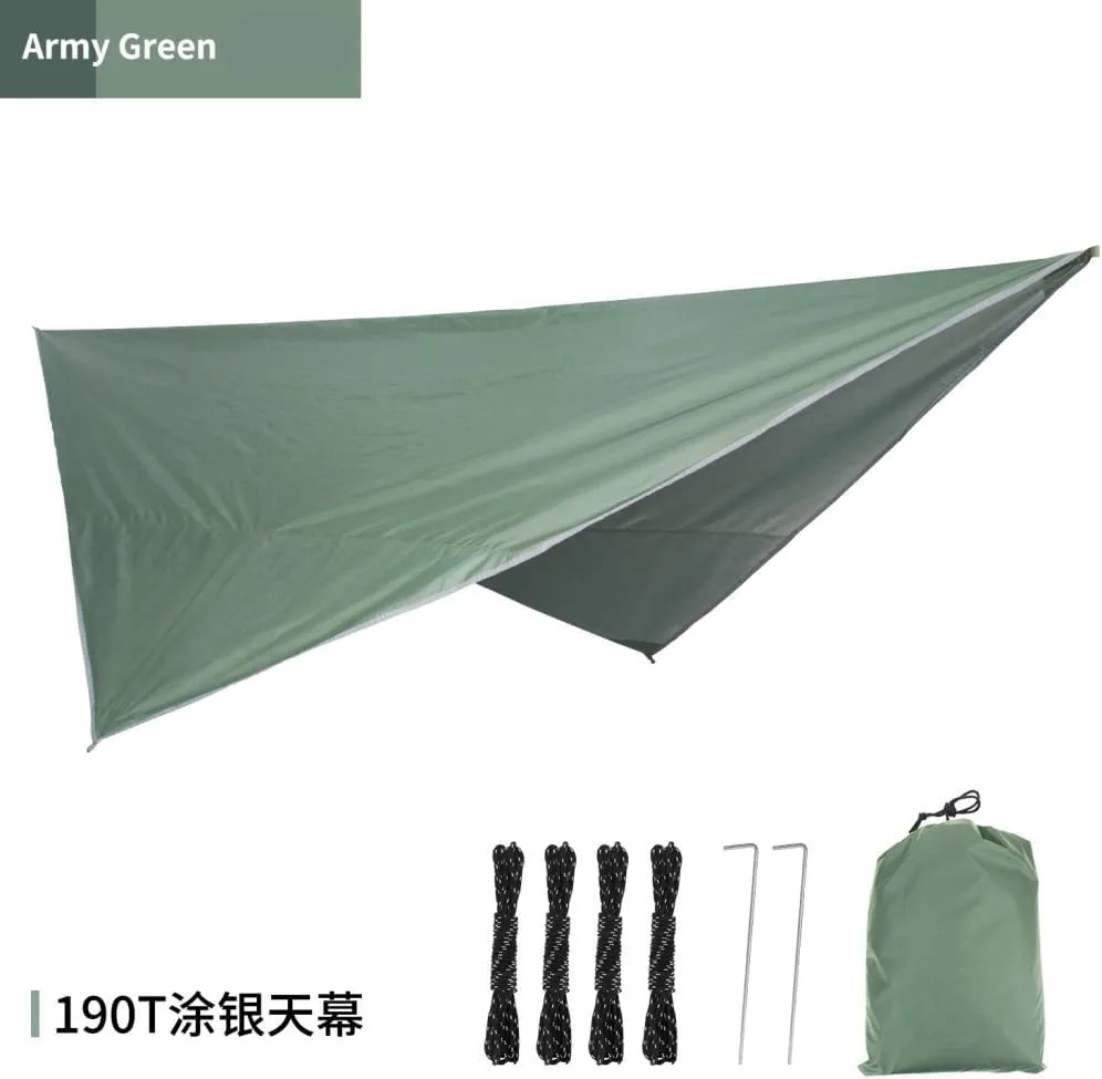 Hammocks Outdoor Mosquito Net Hammock Canopy Set Outdoor Camping Quick-Open Hammock Plus Rainproof Sunshade Canopy Camping Hammocks(C)