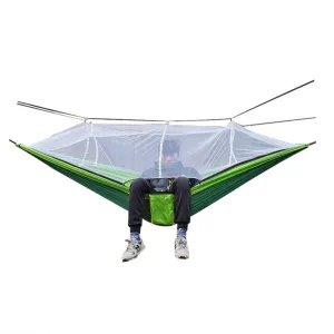 Hammocks Outdoor Mosquito Net Hammock Nylon Spun Indoor and Outdoor Hammock Portable Camping Outdoor Supplies Camping Hammocks(Green)