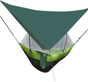 Hammocks Quick-Open Mosquito Net Hammock Outdoor Anti-Rollover Single and Double Outdoor Camping Anti-Mosquito Camping Hammocks(Green,C)
