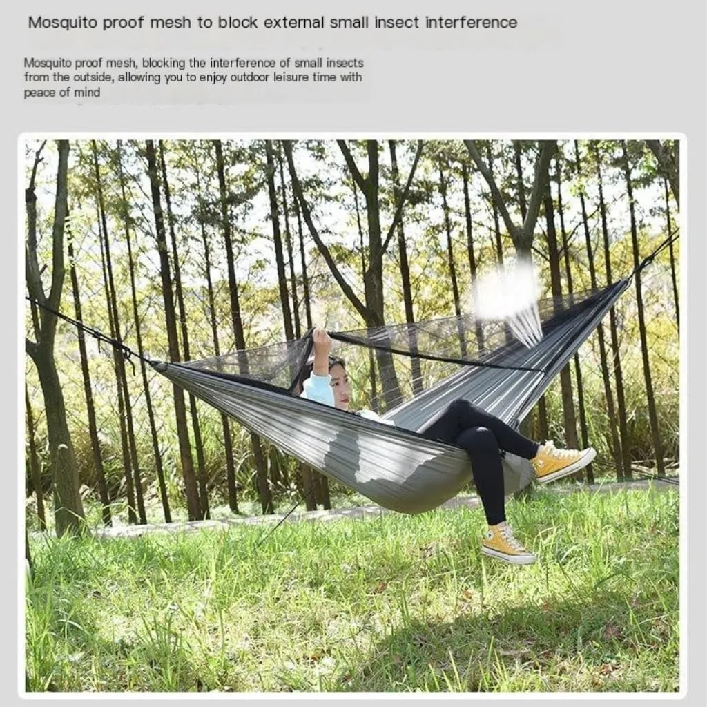 Hamock Canopy Mosquito Net Hammock Set Tent Parachute Cloth Camping Automatic Anti-Mosquito Mosquito Net Hammock Hanmock(C)