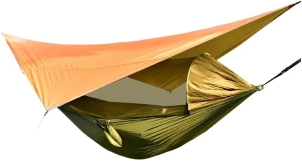 Hamock Canopy Mosquito Net Hammock Set Tent Parachute Cloth Camping Automatic Anti-Mosquito Mosquito Net Hammock Hanmock(Orange)