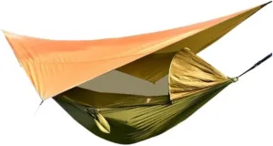 Hamock Canopy Mosquito Net Hammock Set Tent Parachute Cloth Camping Automatic Anti-Mosquito Mosquito Net Hammock Hanmock(Orange)