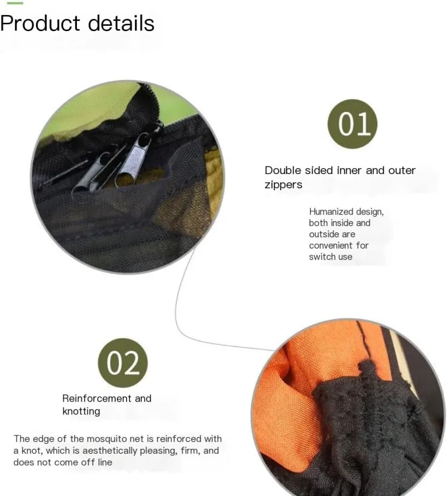 Hamock Canopy Mosquito Net Hammock Set Tent Parachute Cloth Camping Automatic Anti-Mosquito Mosquito Net Hammock Hanmock(Orange)