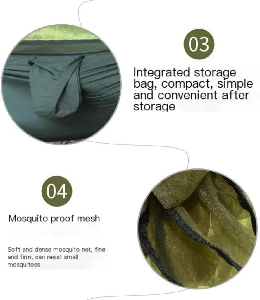Hamock Canopy Mosquito Net Hammock Set Tent Parachute Cloth Camping Automatic Anti-Mosquito Mosquito Net Hammock Hanmock(Orange)