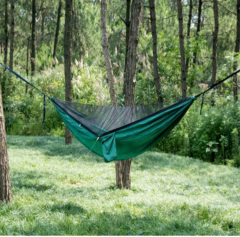 Hamock Hammock Parachute Cloth Outdoor Anti-Rollover Camping Huwai Swing with Mosquito Net Net Bed Outdoor Adult Hanmock(B)