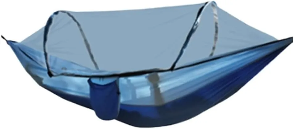 Hamock Outdoor Camping Anti-Rollover Nylon Hammock with Mosquito Net Automatic Quick-Opening Mosquito Net Hammock Hanmock(Blue)