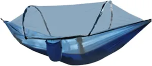 Hamock Outdoor Camping Anti-Rollover Nylon Hammock with Mosquito Net Automatic Quick-Opening Mosquito Net Hammock Hanmock(Blue)