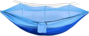 Hamock Outdoor Fully Automatic Quick-Opening Hammock with Mosquito Net, Outdoor Nylon Cloth Camping Pole Hammock Hanmock(Blue)
