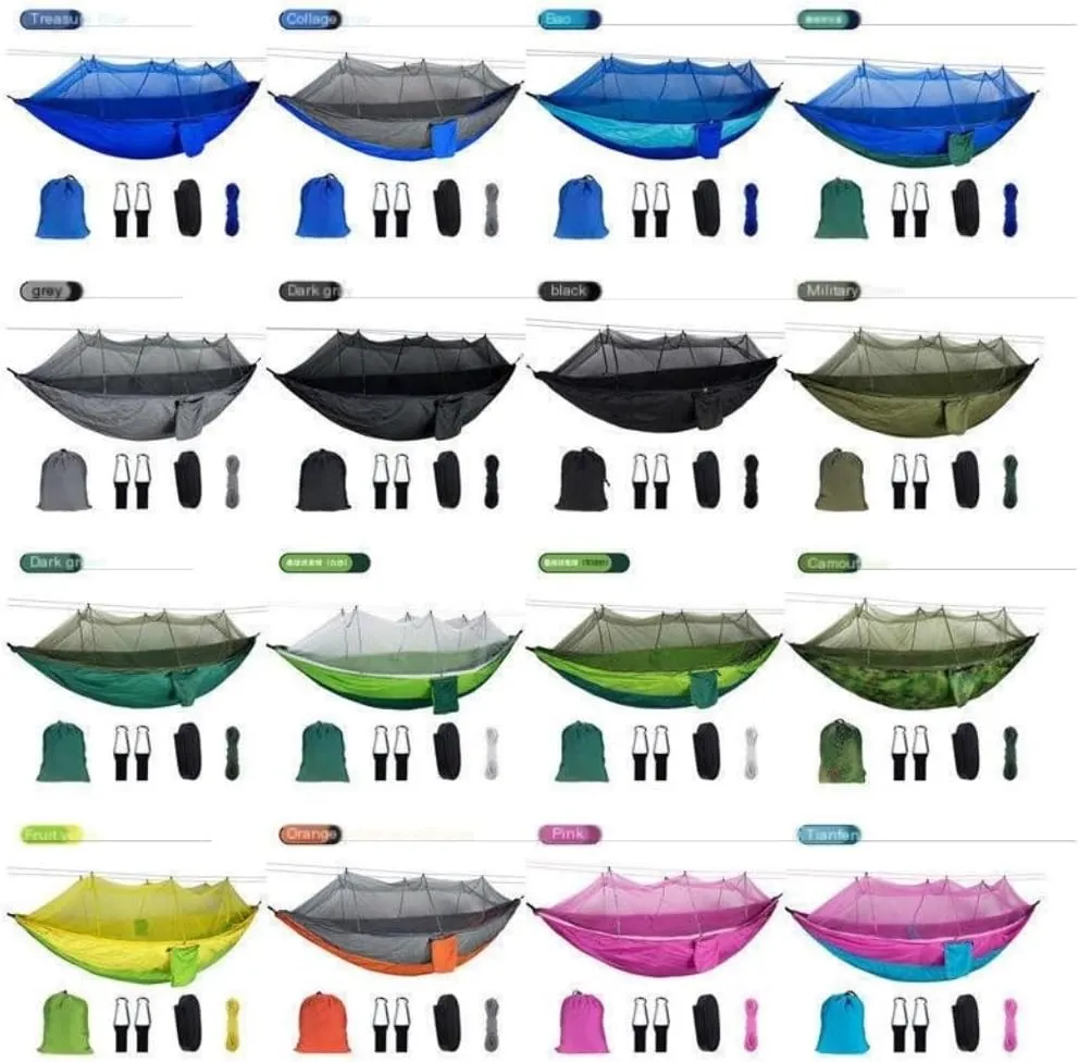 Hamock Outdoor Mosquito Net Hammock Anti-Mosquito Anti-Rollover Nylon Camping Outdoor Portable Swing Hammock Hanmock(Gray)