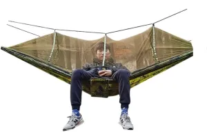 Hamock Outdoor Mosquito Net Hammock Nylon Spun Indoor and Outdoor Hammock Portable Camping Outdoor Supplies Hanmock(A)
