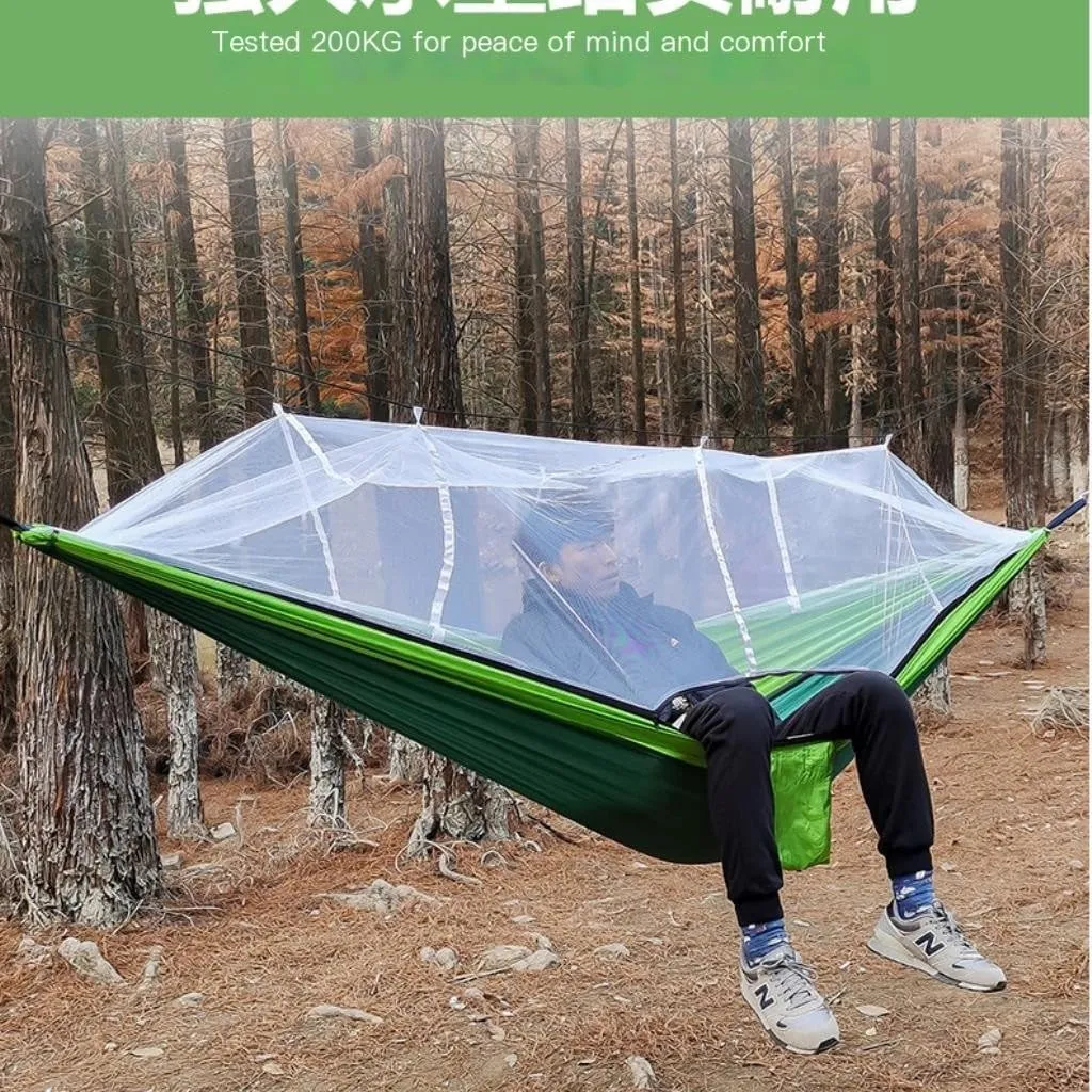 Hamock Outdoor Mosquito Net Hammock Nylon Spun Indoor and Outdoor Hammock Portable Camping Outdoor Supplies Hanmock(A)