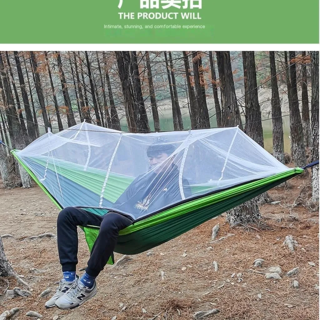 Hamock Outdoor Mosquito Net Hammock Nylon Spun Indoor and Outdoor Hammock Portable Camping Outdoor Supplies Hanmock(A)