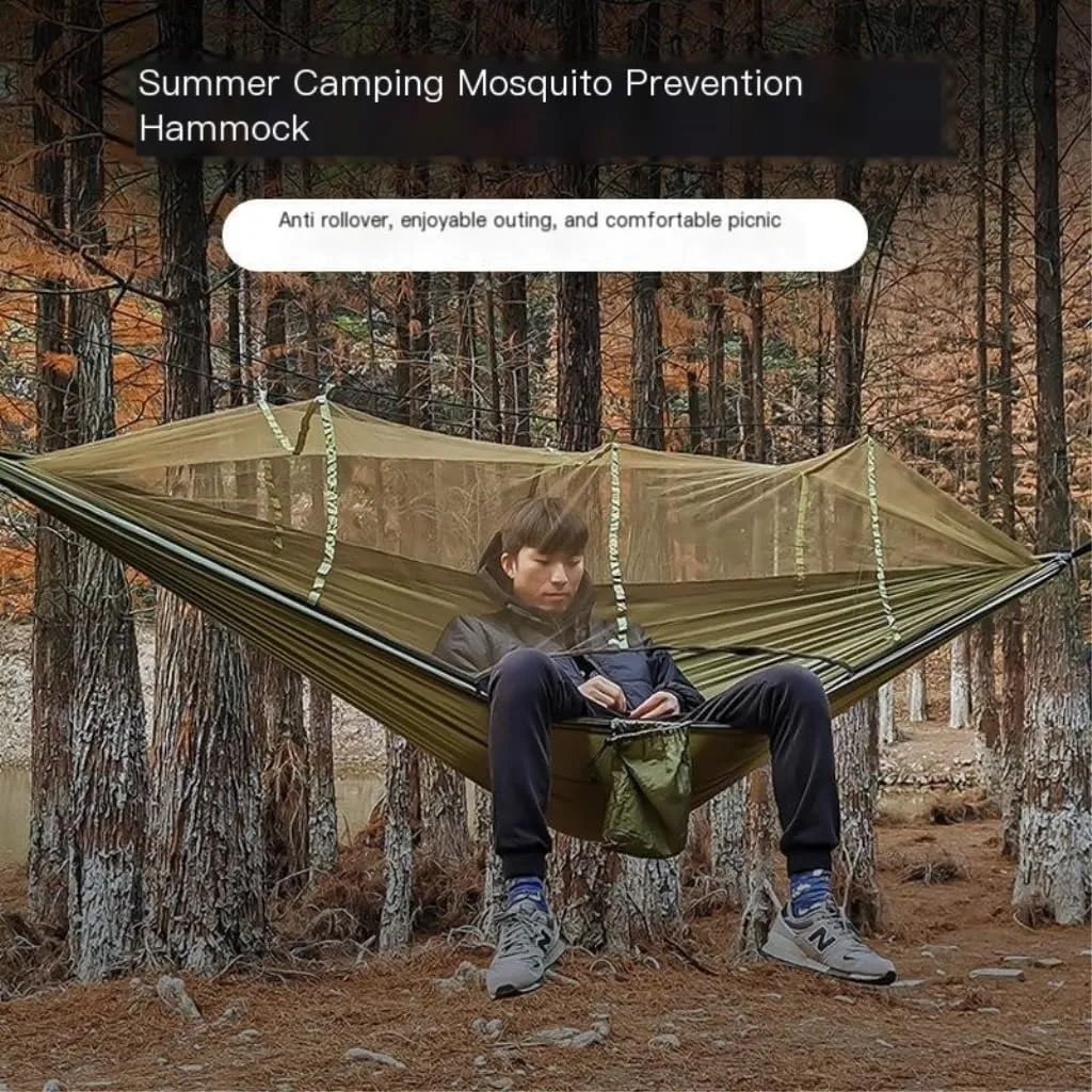 Hamock Outdoor Mosquito Net Hammock Nylon Spun Indoor and Outdoor Hammock Portable Camping Outdoor Supplies Hanmock(A)