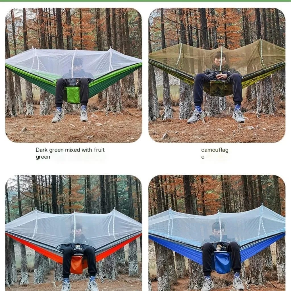 Hamock Outdoor Mosquito Net Hammock Nylon Spun Indoor and Outdoor Hammock Portable Camping Outdoor Supplies Hanmock(A)