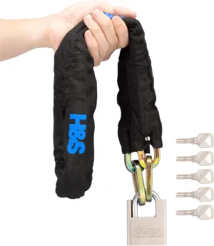 H&S Bike Chain Lock - Electric Scooter Lock - Cycle Locks for Bicycle - Bike Lock with Key - Motorbike, Motorcycle, or Bike Locks High Security - 0.4" x 3.9 ft (10mm x 1.2m)