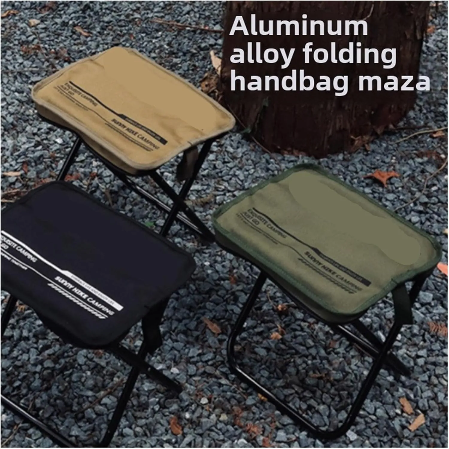 Handbag Mazar Outdoor Aluminum Alloy Portable Folding Camping Chair Ultra Light Fishing Queue Small Stool(Black)