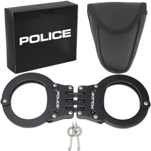Handcuffs – Heavy Duty Police Grade Professional Steel Hand Cuffs, Double Lock Metal Black Finish for Security & Personal Safety
