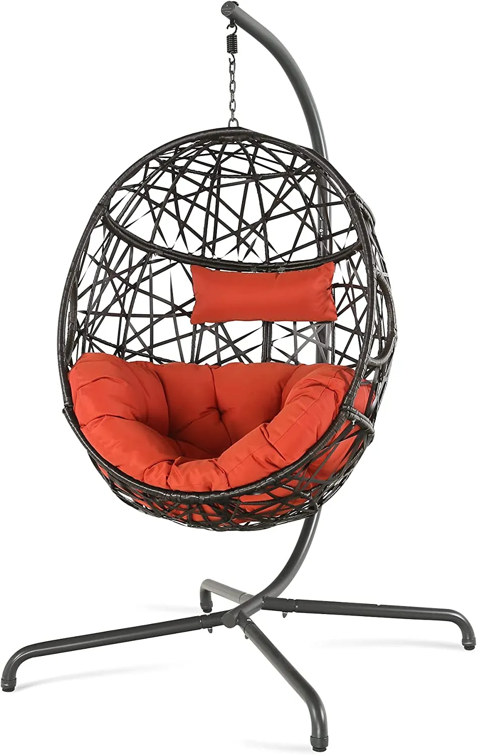 Hanging Egg Chair Outdoor Indoor Patio Swing Chair with UV Resistant Cushion Wicker Rattan