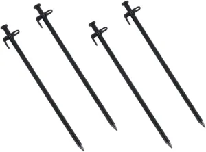 Happyyami 4Pcs Heavy Duty Steel Tent Stakes Non Camping Pegs for Outdoor Activities Durable Portable Design for Hiking Family Trips and Mountaineering