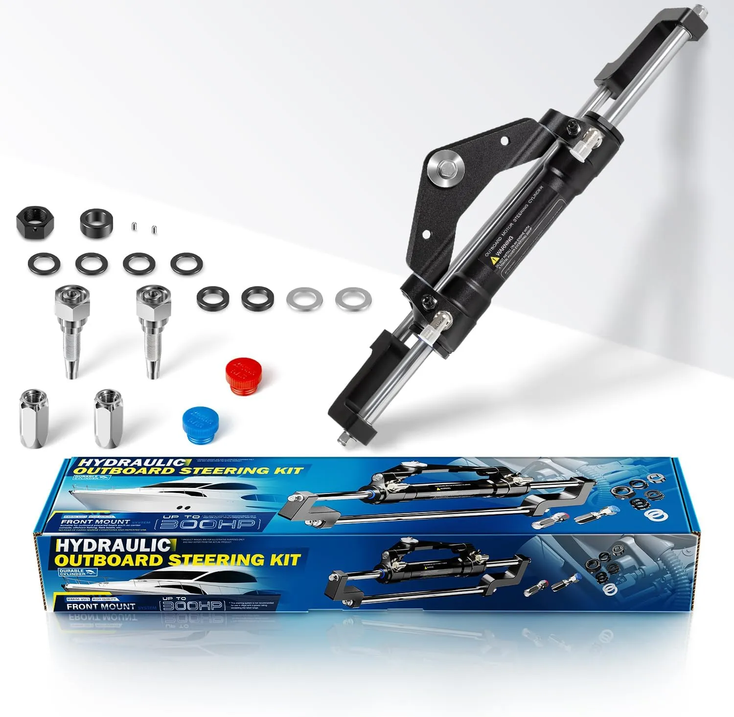 HC5345-3 Hydraulic Outboard Steering Cylinder for Sea Star, Up to 300HP per Single Engine, Twin/Triple Engine Compatible, Front Mount