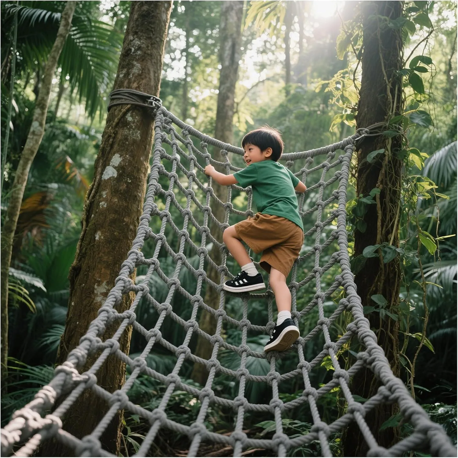 Heavy Duty Climbing Cargo Net for Kids Indoor/Outdoor Backyard Playground Safety Net Kids Tree House Rope Ladder Swing Hammock Truck Trailer Net,6.6x24.6ft