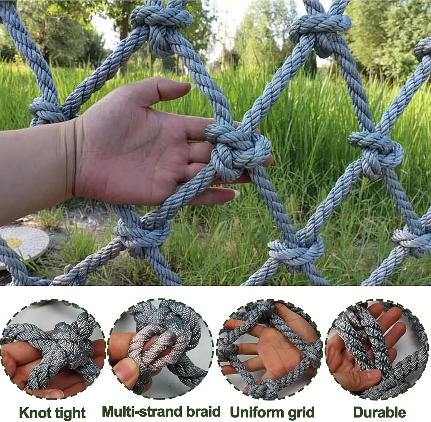 Heavy Duty Climbing Cargo Net for Kids Indoor/Outdoor Backyard Playground Safety Net Kids Tree House Rope Ladder Swing Hammock Truck Trailer Net,6.6x24.6ft