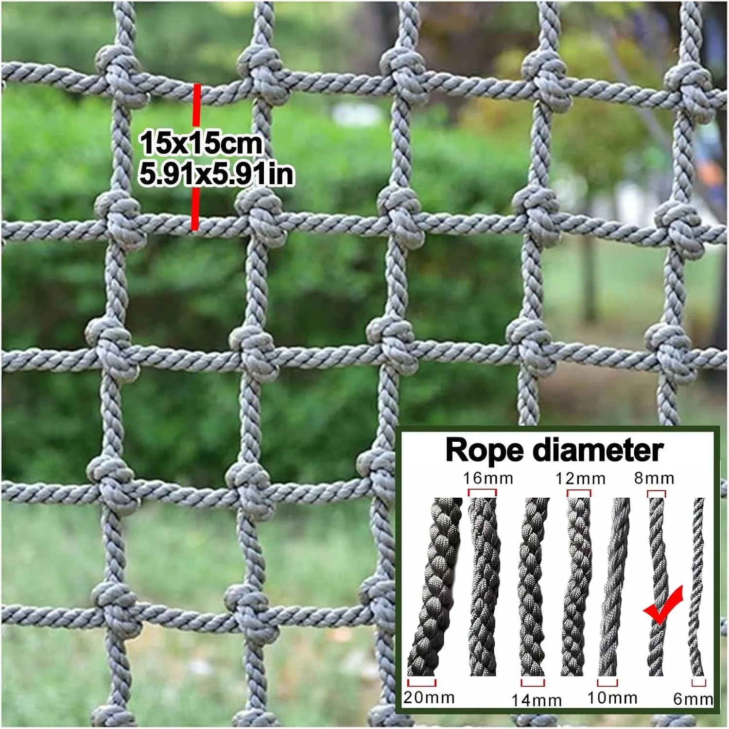 Heavy Duty Climbing Cargo Net for Kids Indoor/Outdoor Backyard Playground Safety Net Kids Tree House Rope Ladder Swing Hammock Truck Trailer Net,6.6x24.6ft