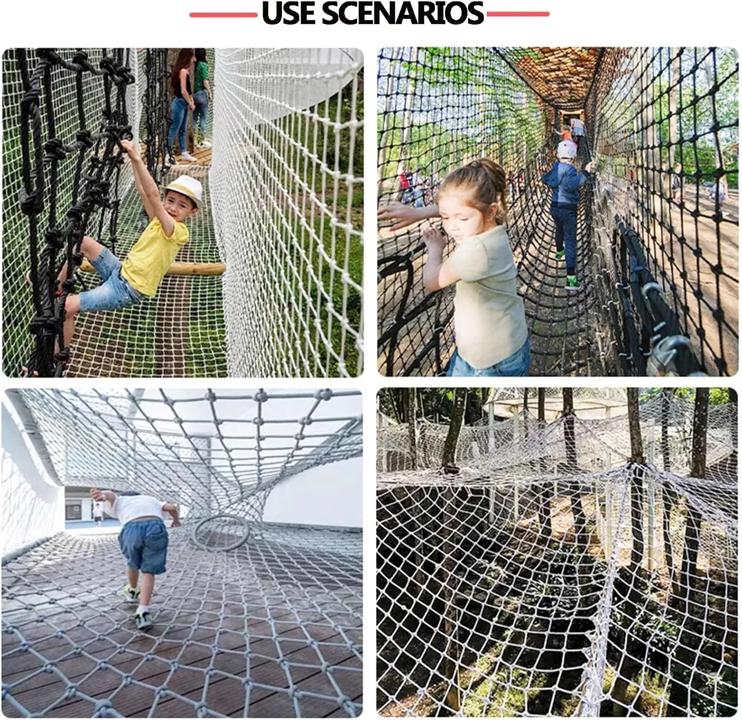 Heavy Duty Climbing Rope Net Safety Anti-Fall Fence Net for Indoor and Outdoor Backyard Nets Cargo Truck Trailer Mesh Hammock & Playground Net,1Mx1M(3.3FTx3.3FT)