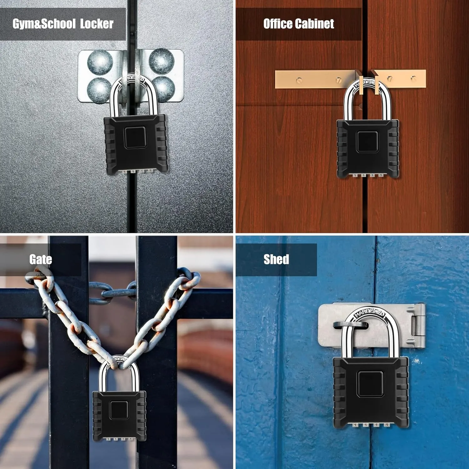 Heavy Duty Combination Padlock, Large Outdoor Padlock [One-Touch Unlocking] High Security Weatherproof, Design of Hidden Password Suitable for Locker, Home, School, Garage, Gate, Garden