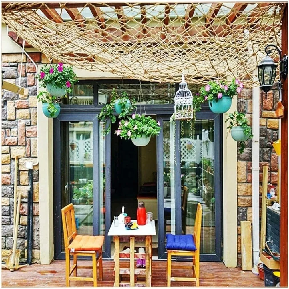 Heavy Duty Hemp Rope Cargo Net for Kids' Tree House, Stair & Balcony Safety - Outdoor Hammock & Playground Net (1 * 10m/3 * 33ft)