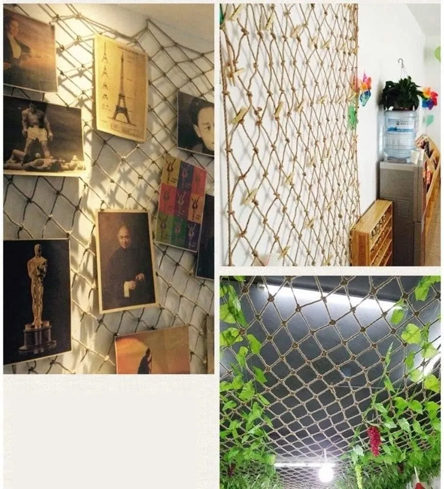 Heavy Duty Hemp Rope Cargo Net for Kids' Tree House, Stair & Balcony Safety - Outdoor Hammock & Playground Net (1 * 10m/3 * 33ft)