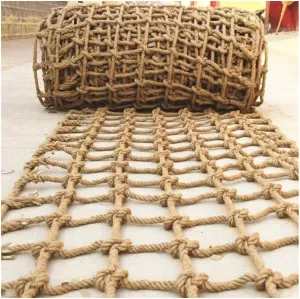 Heavy Duty Hemp Rope Cargo Net for Kids' Tree House, Stair & Balcony Safety - Outdoor Hammock & Playground Net (1 * 10m/3 * 33ft)