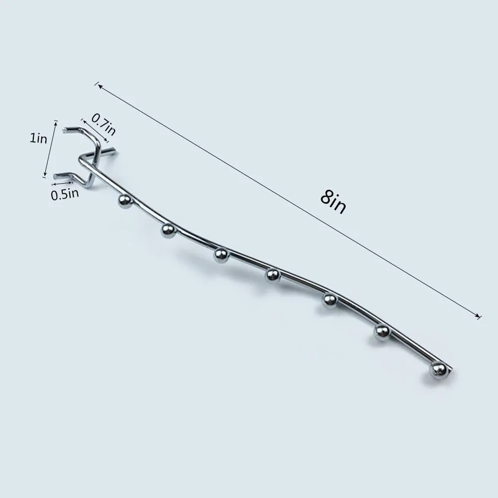 Heavy Duty Metal Peg Board Shelving Hooks, Seven-Station Waterfall Hooks, 1/4 Inch Long, Pegboard Accessories