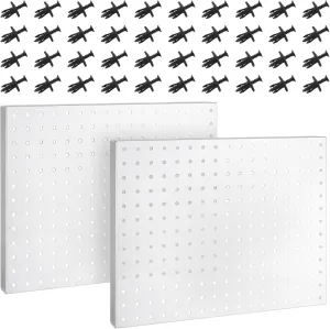 Heavy Duty Metal Pegboard Organizer - 2 Pack Pegboard Panels & 40 Pack Pegs with Inserts and Screw - Peg Board Panels Set Garage Craft Tool Display Hanging Rack Organization Kit with Mounting Hardware
