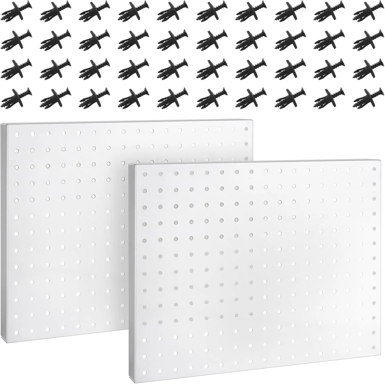Heavy Duty Metal Pegboard Organizer - 2 Pack Pegboard Panels & 40 Pack Pegs with Inserts and Screw - Peg Board Panels Set Garage Craft Tool Display Hanging Rack Organization Kit with Mounting Hardware