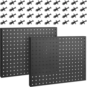 Heavy Duty Metal Pegboard Organizer - 2 Pack Pegboard Panels & 40 Pack Pegs with Inserts and Screw - Peg Board Panels Set Garage Craft Tool Display Hanging Rack Organization Kit with Mounting Hardware