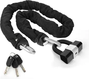 Heavy Duty Motorcycle Chain Lock 0.4In/10mm x 10 Ft with 17mm Thick Anti-Theft Cut Proof U-Lock and 3 Keys, Ideal for Motorcycle, Bikes, Generator, Gates, Scooter, Equipment