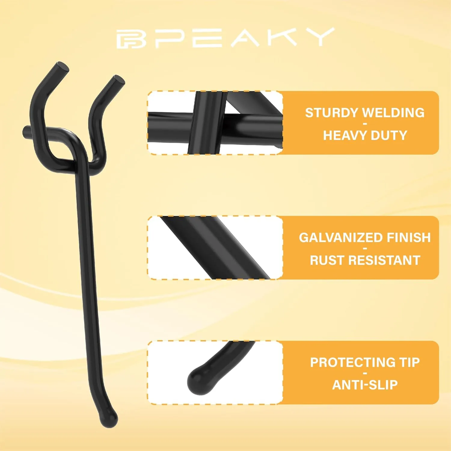 Heavy Duty Pegboard Hooks 4 Inch - 50 pcs Peg Board Hooks for Hanging, Black Metal Pegboard Organizer Accessories Garage, Workshop, Home, and Store
