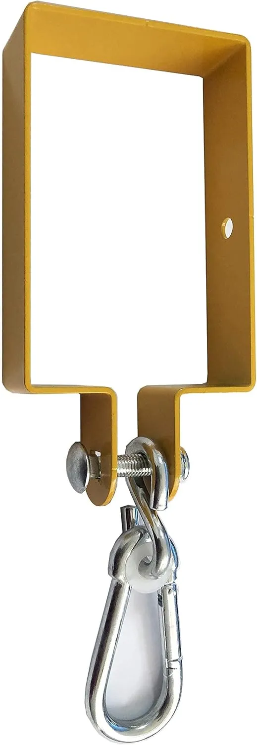 Heavy Duty Steel Swing Hangers for Wooden Sets Includes Snap Hooks. for Connecting to a 4"x6" Beam (Yellow, Set of 4)