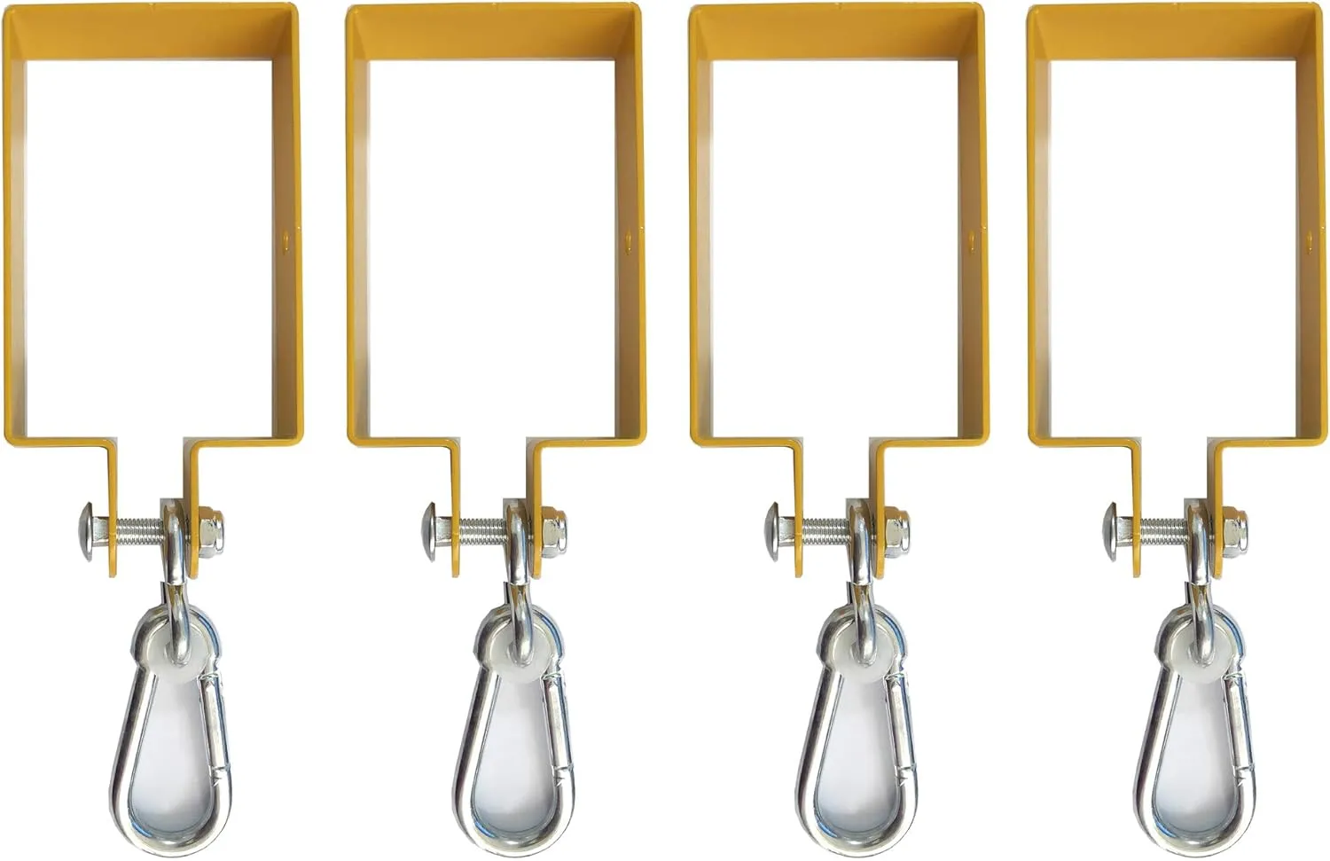 Heavy Duty Steel Swing Hangers for Wooden Sets Includes Snap Hooks. for Connecting to a 4"x6" Beam (Yellow, Set of 4)