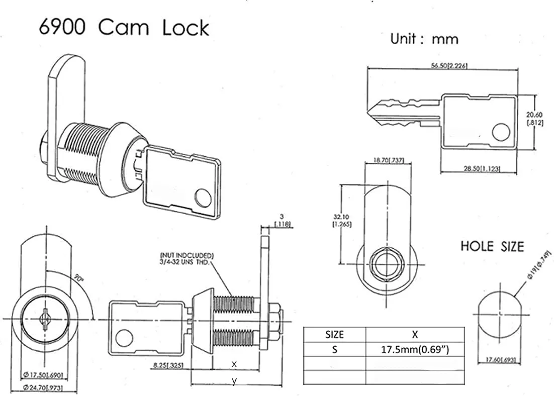 High Security 14 Disc Tumbler Triple Bitted 5/8“ Flat Key Cam Lock Item 6900 (8)