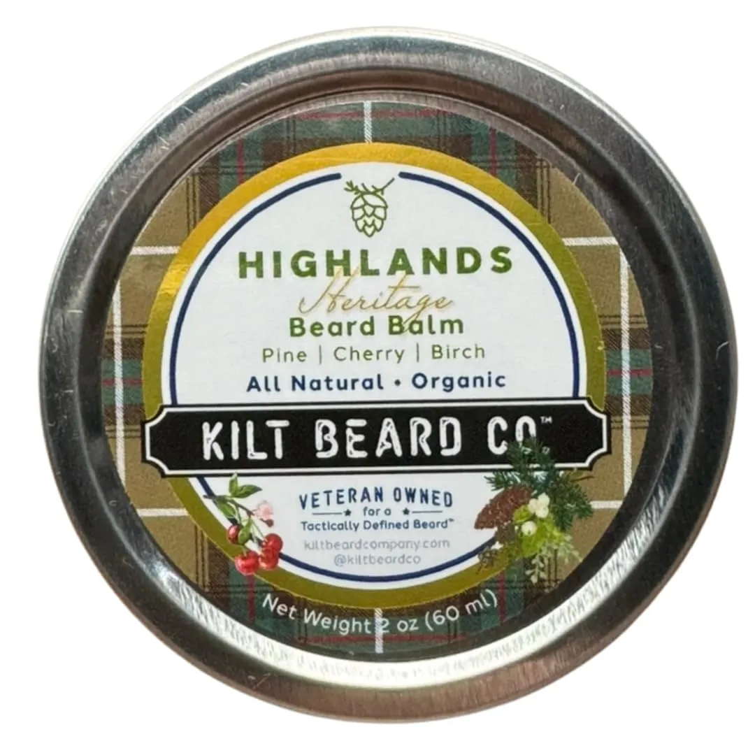 Highlands Heritage- Beard Balm (Cherry, Pine, Birch) 2oz, Organic, Style, Hydrate, and Nourish