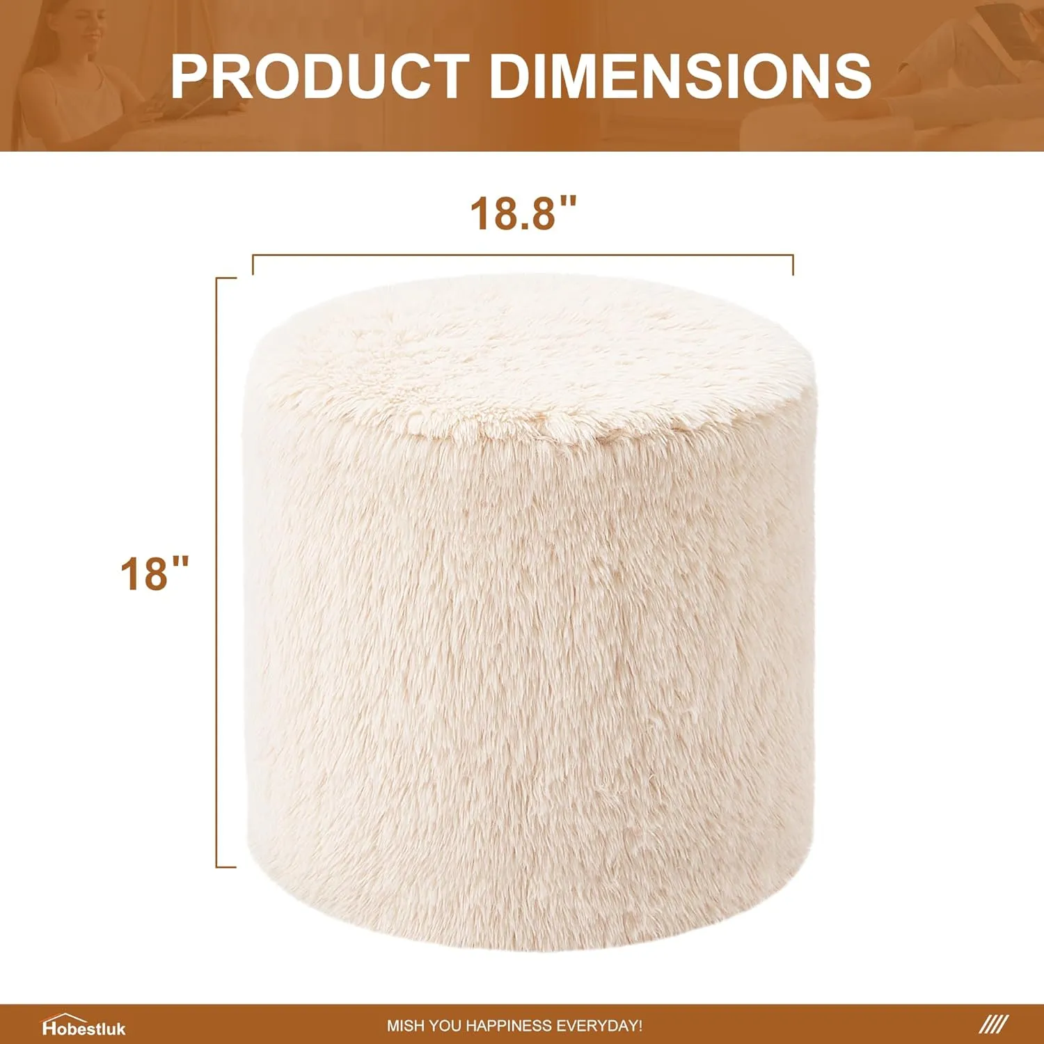 Hobestluk Bean Bag Chairs Ottoman for Adults Bean Bag Chair Footrest Foam Filled Ottoman of BeanBag Footstool of Lazy Sofa for Bedroom, Living Room, Apartment (Small, White)